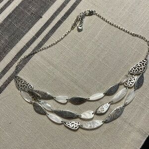 Brighton 3-strand necklace, silver and mother-of-pearl